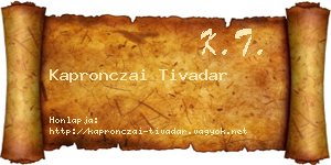 Kapronczai Tivadar névjegykártya