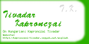 tivadar kapronczai business card